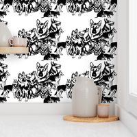 German Shepherd Black On white Collage