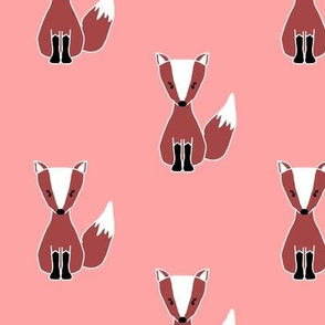 Larger Salmon Pink Cute Foxes