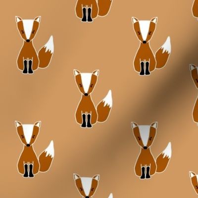 Cute Foxes on Rusty Orange