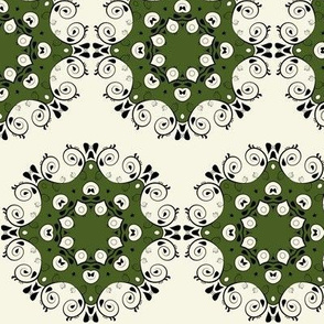 Paisley Circles Warm Green 1