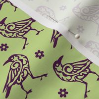Raven Damask on Green - Small