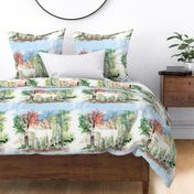 Watercolor Unicorn in Woods for Pillow