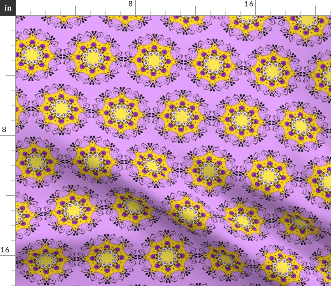 Paisley Circles 2 Yellow Purple