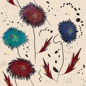 Abstract Floral with ink splatters