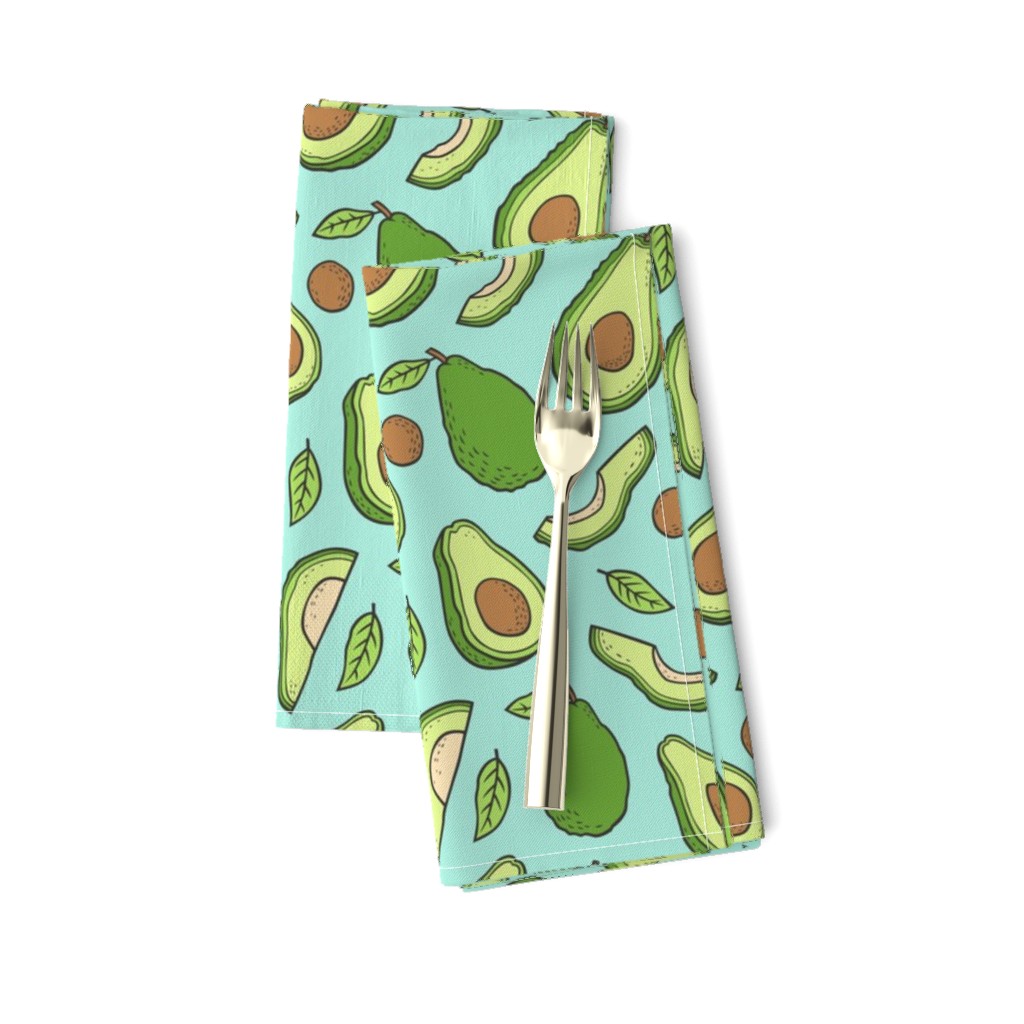 Avocado  Fabric on Mint Green