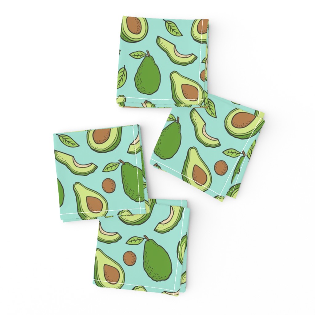 Avocado  Fabric on Mint Green