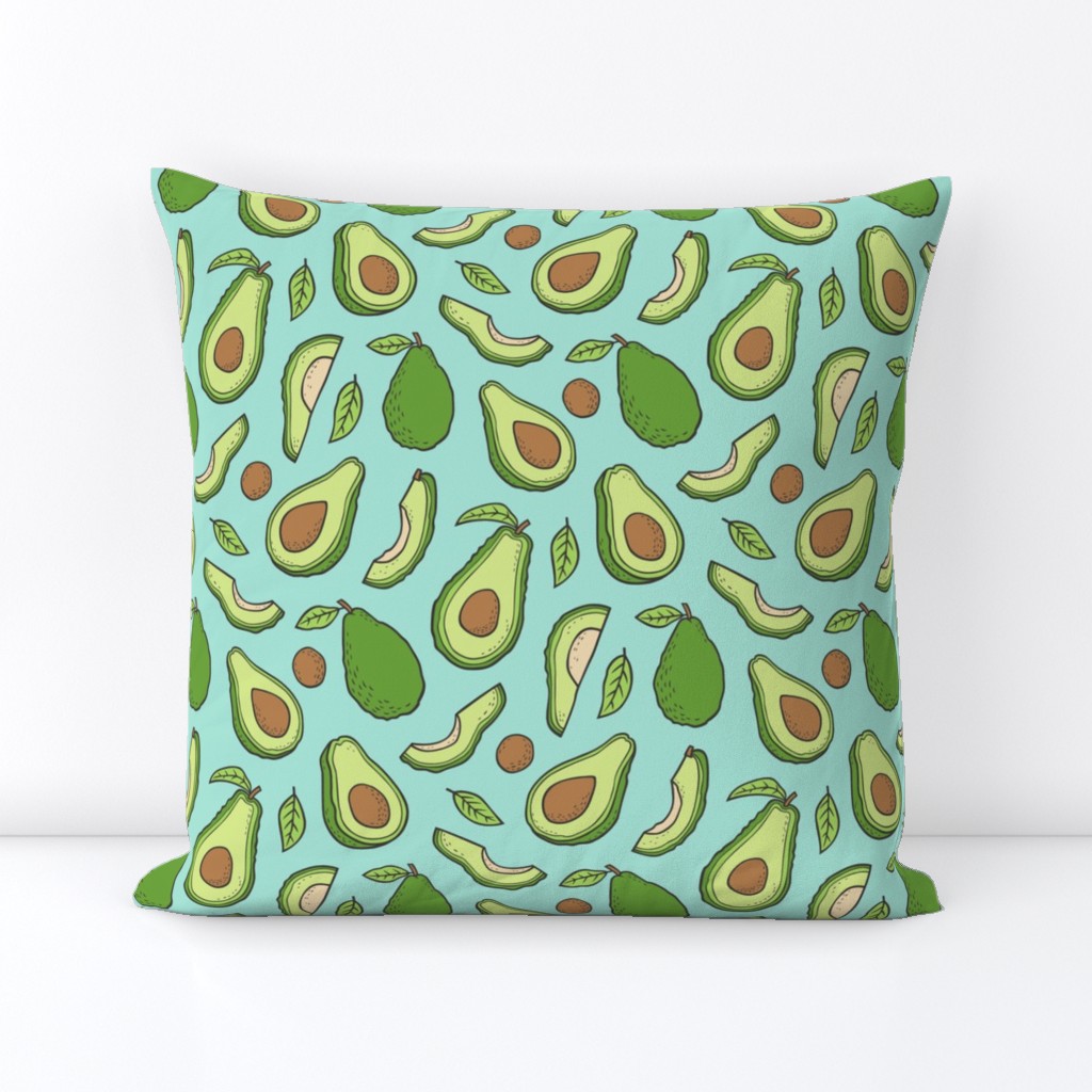 Avocado  Fabric on Mint Green