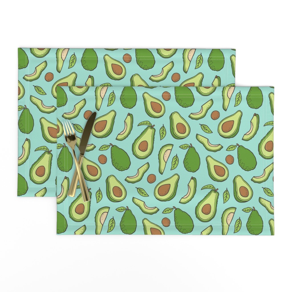 Avocado  Fabric on Mint Green