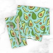 Avocado  Fabric on Mint Green