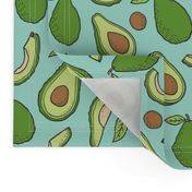 Avocado  Fabric on Mint Green