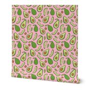 Avocado  Fabric on Pink