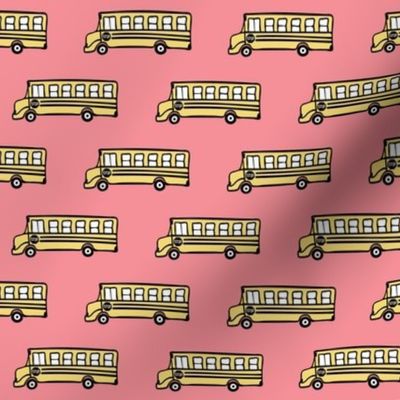 school bus on pink