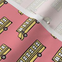 school bus on pink