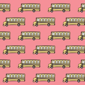 school bus on pink