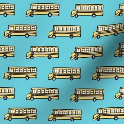 school bus on blue