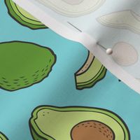 Avocado  Fabric on Blue