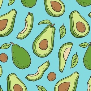 Avocado  Fabric on Blue