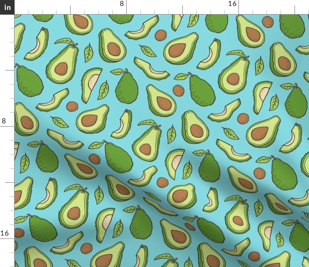 Avocado  Fabric on Blue