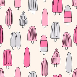 popsicle fabric // ice cream summer popsicles fabric food tropical summer design by andrea lauren - pink on cream