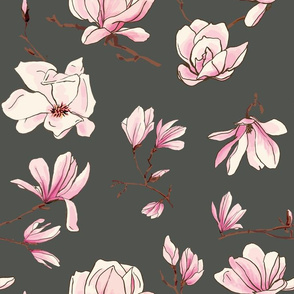 magnolias solid grey