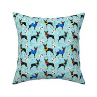 miniature pinscher pool party fabric summer dog dogs cute pets design - turquoise