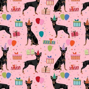 miniature pinscher birthday fabric cute dogs and birthday hats presents dog birthday - pink