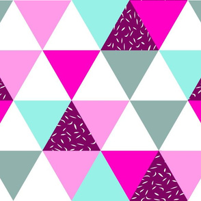 Pink and Teal Triangles with Sprinkles
