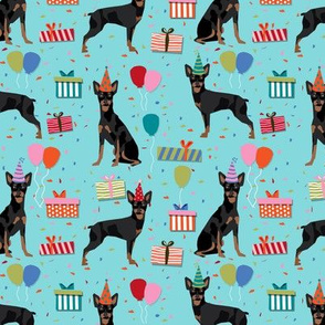 miniature pinscher birthday fabric cute dogs and birthday hats presents dog birthday - blue