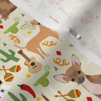 chihuahua fiesta fabric cute dogs and margaritas celebration fabric - cream