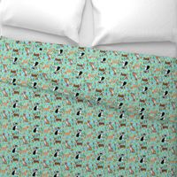 chihuahua fiesta fabric cute dogs and margaritas celebration fabric - blue