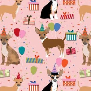 chihuahua dog birthday fabric dogs celebration design birthday hats - pink