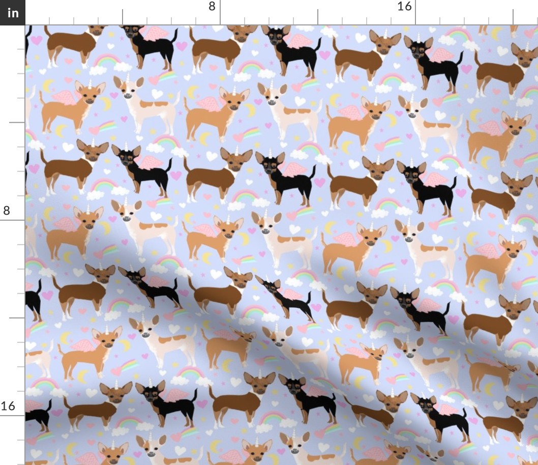chihuahua dogs pastel unicorn fabric dogs and unicorns design - pastel