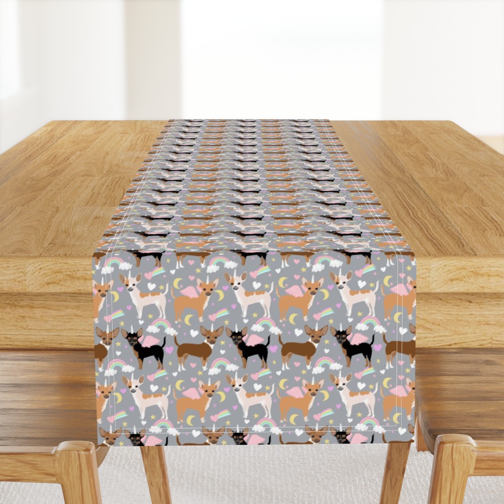 chihuahua dogs pastel unicorn fabric dogs and unicorns design - grey