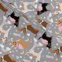 chihuahua dogs pastel unicorn fabric dogs and unicorns design - grey