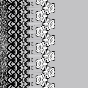 Floral Lace Border, Black and White 