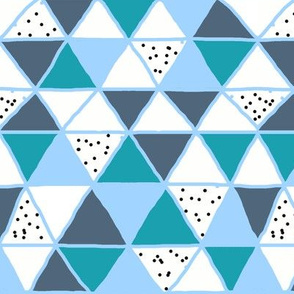 Blue and Teal Geometric Triangle Speckles
