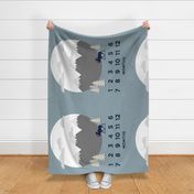 42" - monthly picture blanket (rustic woods blue) - scenic moose - watch me grow