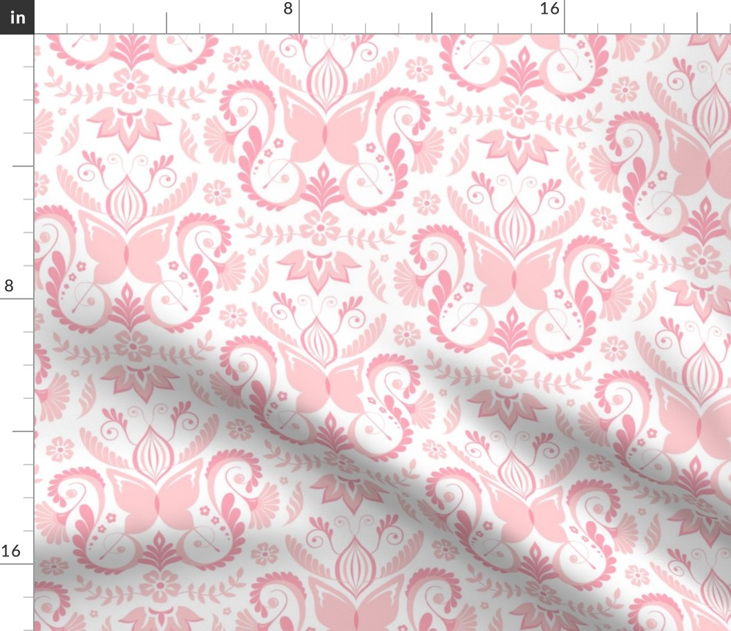 Butterfly Damask - Baby Soft Pink