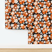 Tropical Flowers - Orange & Black