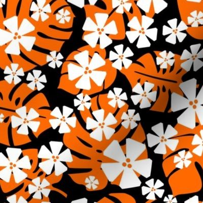 Tropical Flowers - Orange & Black