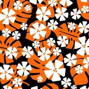 Tropical Flowers - Orange & Black