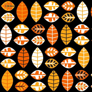 Small World Leaves - Orange & Black