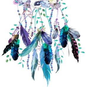 42"x72" Teal & Lavender Dreamcatcher