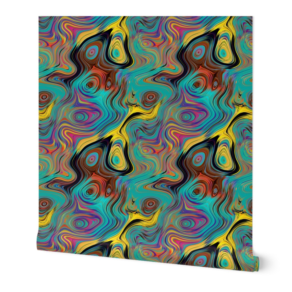 PEACOCK ABSTRACT LAVA LAMP EMERALD TEAL PSYCHEDELIC FEVER