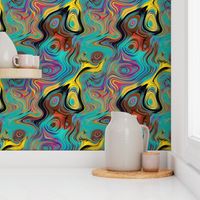 PEACOCK ABSTRACT LAVA LAMP EMERALD TEAL PSYCHEDELIC FEVER