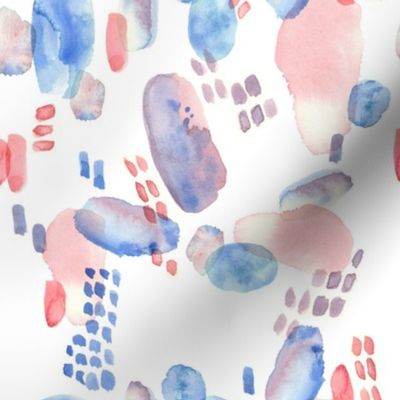 abstract emotional blue and red watercolor spots