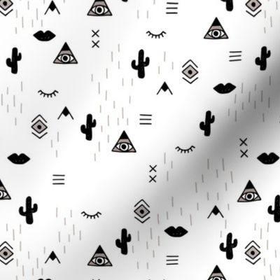 Sweet modern boho tribal indian summer ethnic  pop print black and white gender neutral