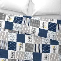 You Are My Sunshine Block Blanket - Navy - Rotated