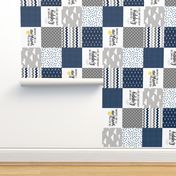 You Are My Sunshine Block Blanket - Navy - Rotated