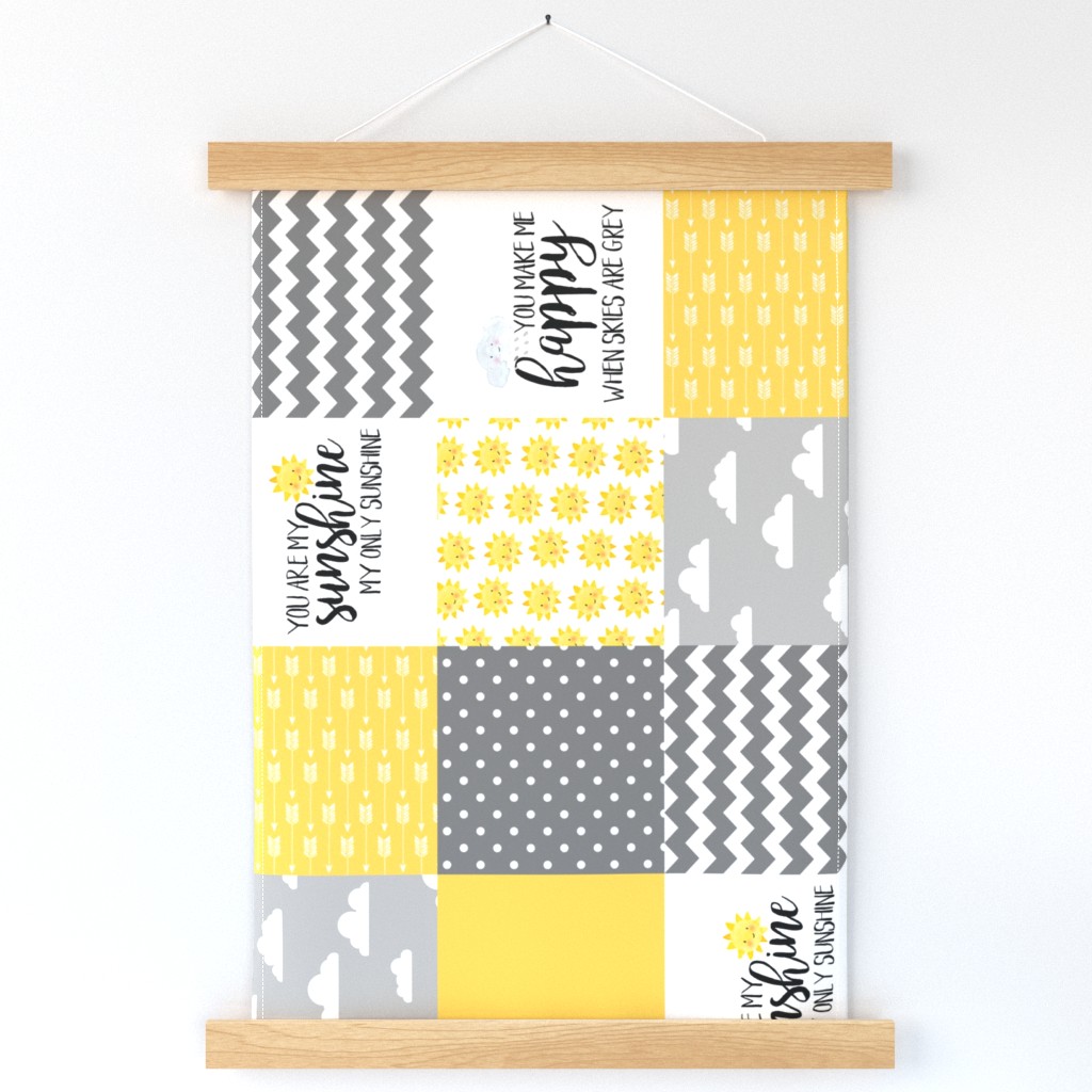 You Are My Sunshine//Yellow - Wholecloth Cheater Quilt - Rotated